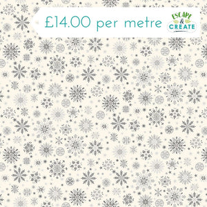 REMNANT Makower Christmas Scandi Snowflakes Grey on Cream (110cm wide x 64cm length)