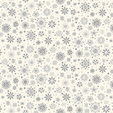 REMNANT Makower Christmas Scandi Snowflakes Grey on Cream (110cm wide x 64cm length)