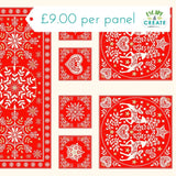 Panel (Christmas) Scandi Table Runner in Red (60)