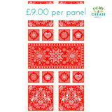 Panel (Christmas) Scandi Table Runner in Red (60)