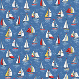Makower Nautical Yachts on Blue