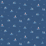Makower Nautical Little Boats Dark Blue