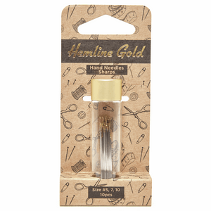 Hand Sewing Needles - Sharps Size 5-10 (pack of 10) Hemline Gold