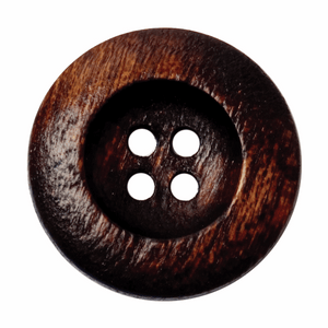 Button 23mm Round, Wood 2 Hole in Dark Brown