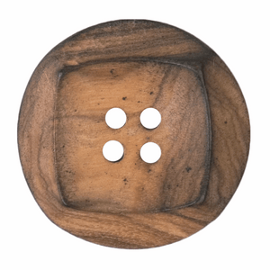 Button 28mm Round, Wood 4 Hole in Natural