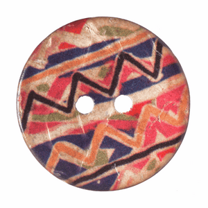 Button 23mm Round, Coconut Aztec Print