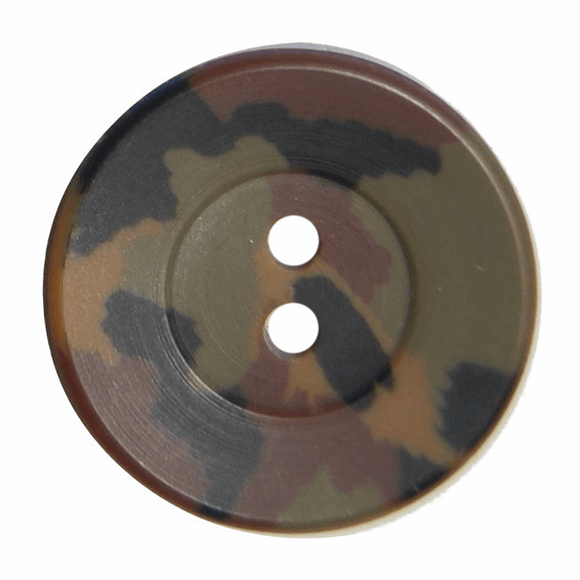 Button 20mm Round Camouflage Green