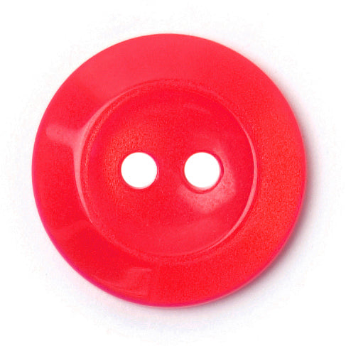Button 16mm Round, Ridged in Red