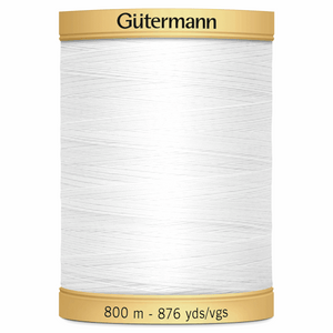 Natural Cotton Thread 800m Colour White 5709