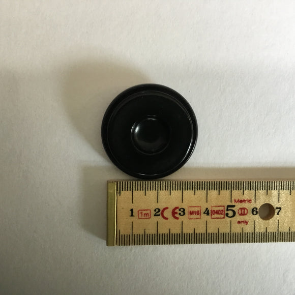 Button 38mm Round Raised Chunky Rim Black