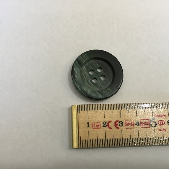Button 35mm Round Raised Rim Green/Grey