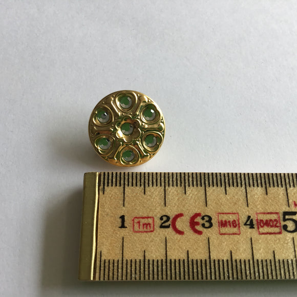 Button 22mm Solid Circle Diamanté  Gold