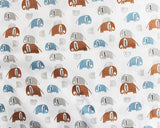 Cotton Poplin Spotty Rust Elephants on White