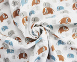 Cotton Poplin Spotty Rust Elephants on White