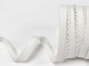Bias Binding 12mm with Lace Edge in White