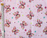 Jersey Floral Butterflies on Pale Pink