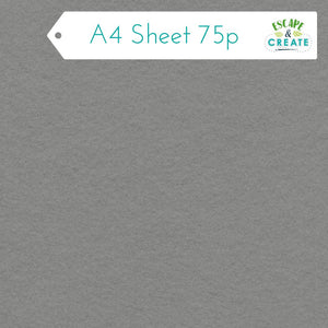 Felt A4 Sheet in Grey 22.5cm x 30cm (9" x 12")