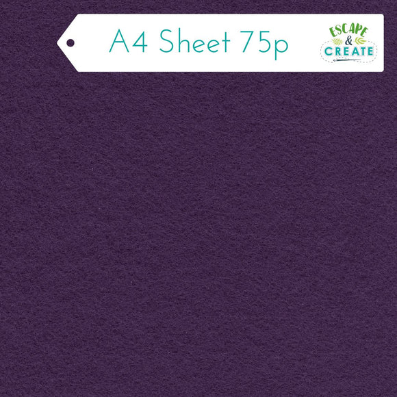 Felt A4 Sheet in Purple 22.5cm x 30cm (9