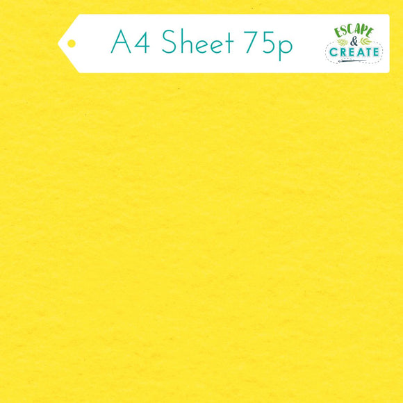 Felt A4 Sheet in Yellow 22.5cm x 30cm (9