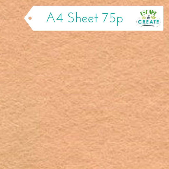Felt A4 Sheet in Apricot 22.5cm x 30cm (9