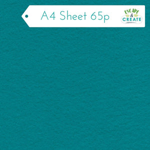 Felt A4 Sheet in Teal 22.5cm x 30cm (9" x 12")