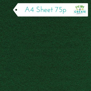 Felt A4 Sheet in Forest Green 22.5cm x 30cm (9" x 12")