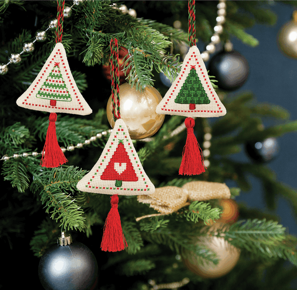 Cross Stitch Kit - Christmas Festive Tree Decorations (Traditional)