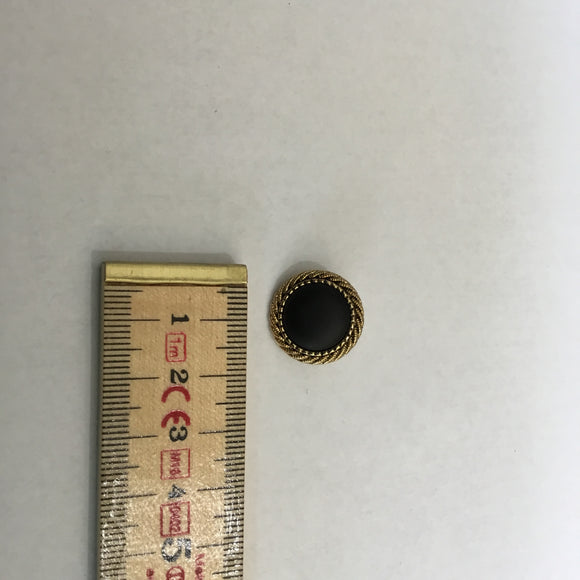 Button 18mm Round  Ornate Gold Rim with Black Centre