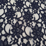 Lace (Corded Knitted Floral) in Plain Navy