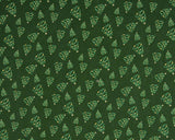 Cotton Poplin Christmas Metallic Tree Swirl on Green