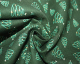 Cotton Poplin Christmas Metallic Tree Swirl on Green