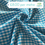 Gingham 1/4" 100% Cotton in Turquoise (140cm wide)