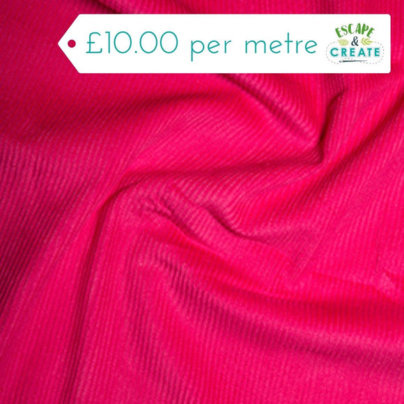 Cord (Cotton 8 Wale) in Plain Cerise Pink