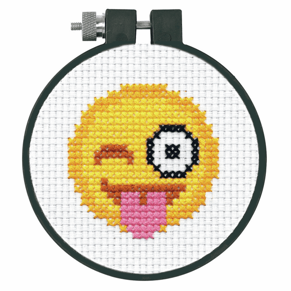 Cross Stitch Kit with Hoop - Emoji
