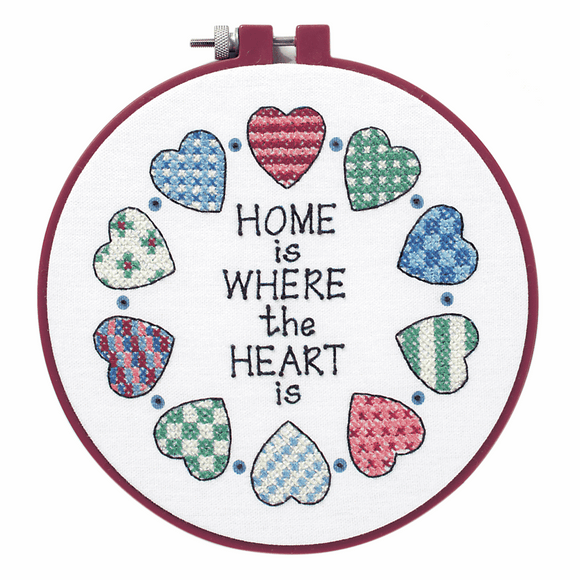 Cross Stitch Kit with Hoop (Counted) -  Home & Heart