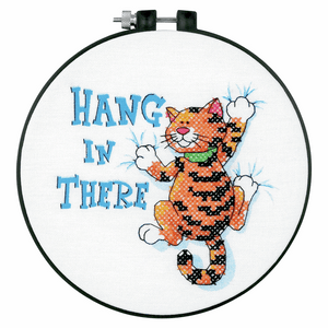 Cross Stitch Kit with Hoop (Counted)- Hang in There