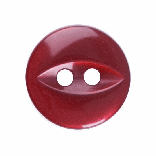 Button 11mm Round, Fish Eye in Dark Pink/Red