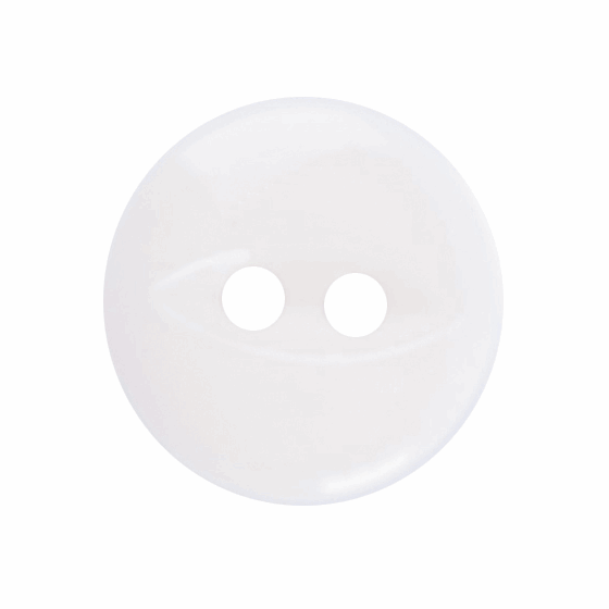 Button 11mm Round, Fish Eye in White