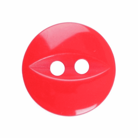 Button 11mm Round, Fish Eye in Solid Red
