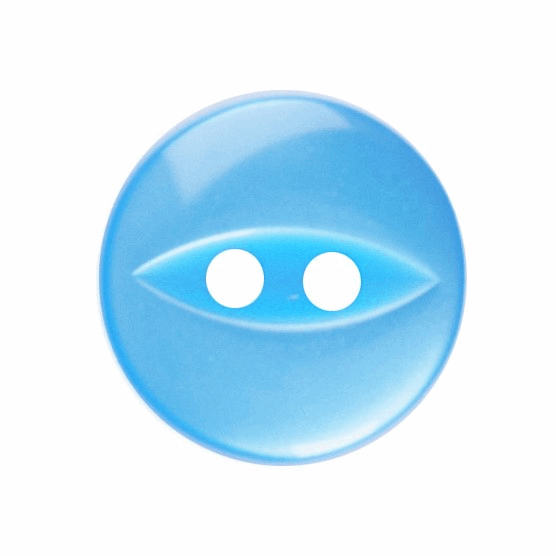 Button 11mm Round, Fish Eye in Bright Blue