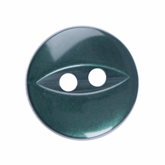 Button 11mm Round, Fish Eye in Dark Green