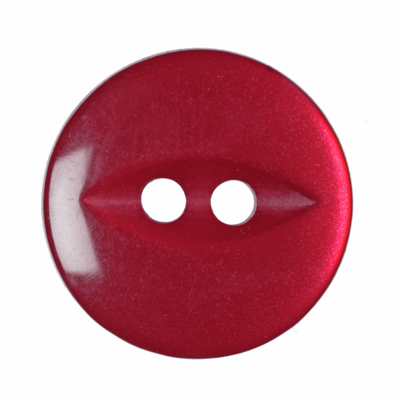 Button 14mm Round, Fish Eye in Dark Pink/Red