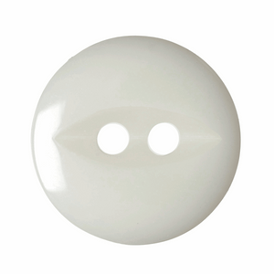 Button 14mm Round, Fish Eye in Solid White