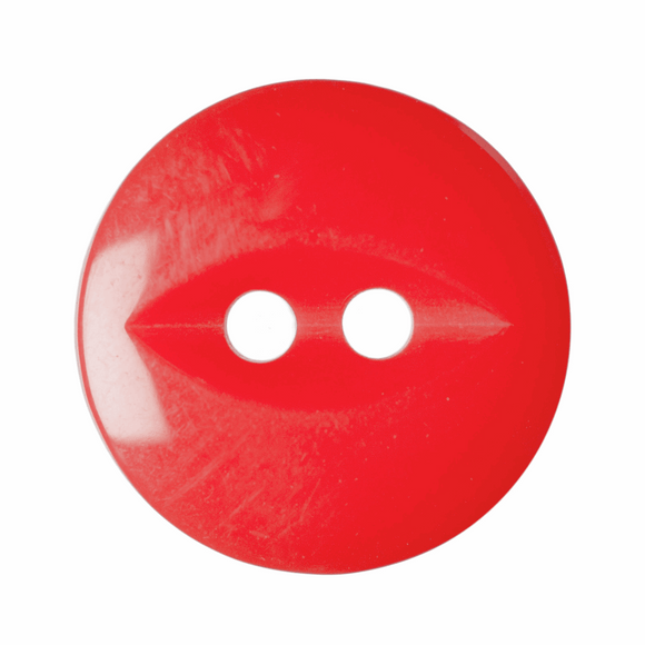 Button 14mm Round, Fish Eye in Solid Red