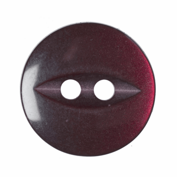 Button 14mm Round, Fish Eye in Burgundy