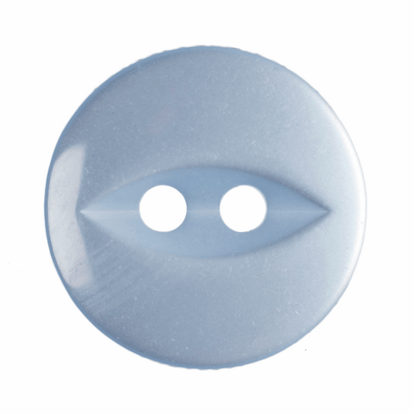 Button 14mm Round, Fish Eye in Light Blue