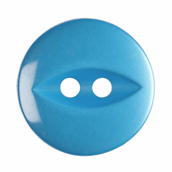 Button 14mm Round, Fish Eye in Bright Blue