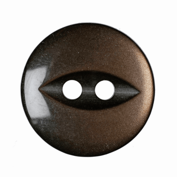 Button 14mm Round, Fish Eye in Brown