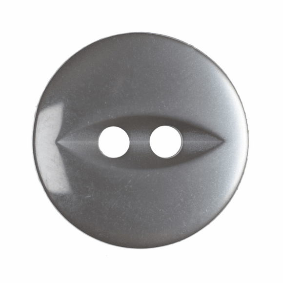 Button 14mm Round, Fish Eye in Grey