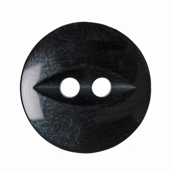 Button 14mm Round, Fish Eye in Black